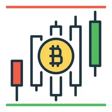 Bitcoin Trading vector Candlestick Charts colored icon or sign Illustrazione stock