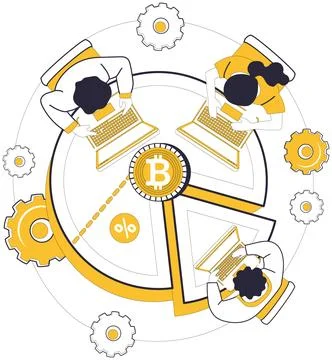 Bitcoin trading vector illustration. Bitcoin trading metaphor, puzzle, assemb Stock Illustration