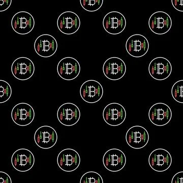 Bitcoin Trading vector linear round seamless pattern Stock Illustration