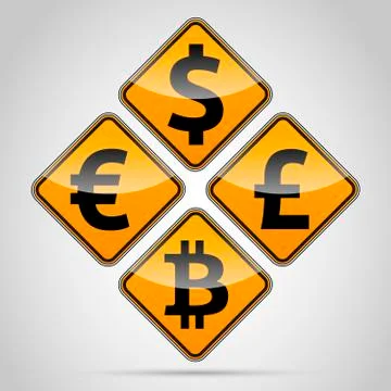 Bitcoin traffic board Stock Illustration