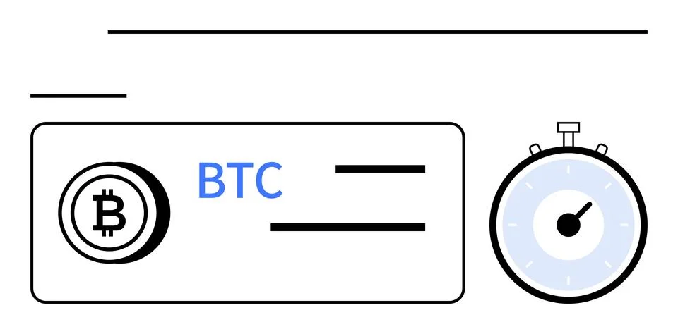 Bitcoin Transaction Concept with Stopwatch Emphasizing Speed and Efficiency.. イラスト素材