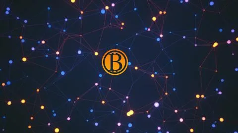 Bitcoin transactions conceptual 3D rendering 스톡 일러스트