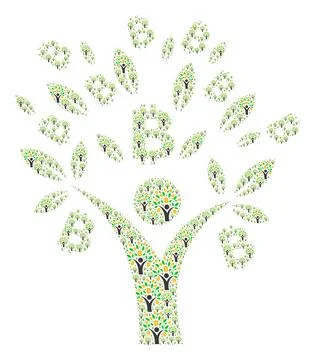 Bitcoin Tree Man Icon Recursion Composition Stock Illustration