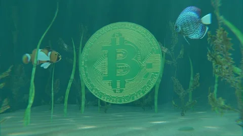 Bitcoin Under Water 3D Animation Stock-Footage 170213802