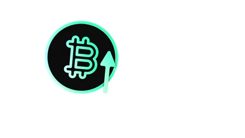 Bitcoin. Upward. Icon. Black background. Stock Footage 262902209