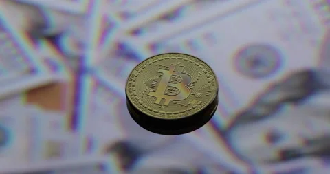 Bitcoin with US Dollars Stock Footage 147671162