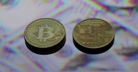 Bitcoin with US Dollars Video stock 147674228