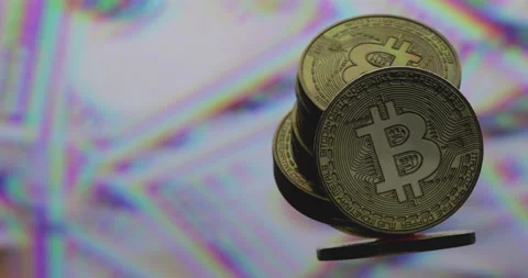 Bitcoin with US Dollars Stock Footage 147678272