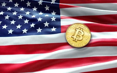Bitcoin with US Flag Illustrazione stock