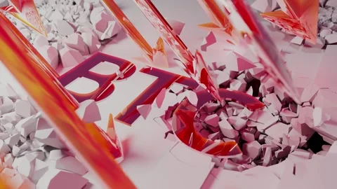 Bitcoin Value Crash, Arrows Falling and Market Decline Stock Footage 316369120