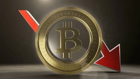Bitcoin value decreases. 3D render 動画素材 82587699