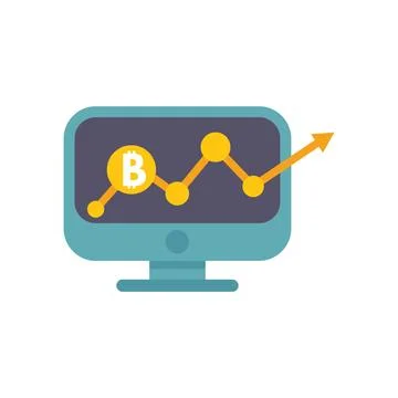 Bitcoin value going up on computer screen chart Illustrazione stock