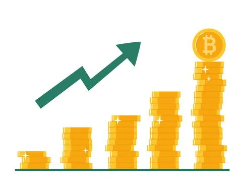 Bitcoin, value growth concept. Blockchain technologies, bitcoins, altcoins Stock Illustration