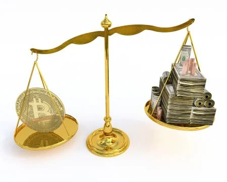 Bitcoin Value On a Scale Stock Illustration
