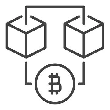 Bitcoin vector Blockchain Technology icon or symbol in thin line style Stock Illustration