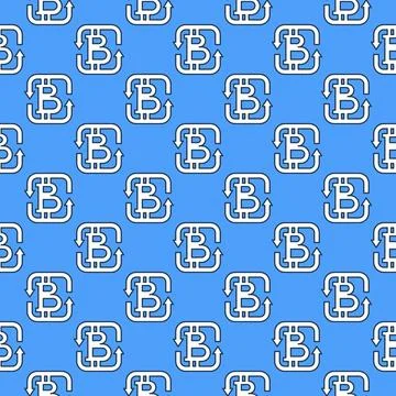 Bitcoin vector Decentralized Crypto currency colored seamless pattern Stock Illustration