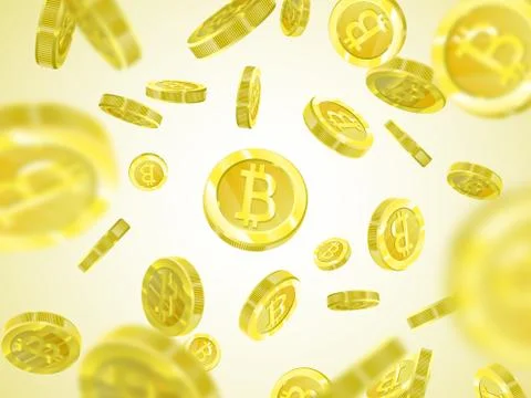 Bitcoin Vector illustration of a realistic pattern background 3d golden coins Illustrazione stock
