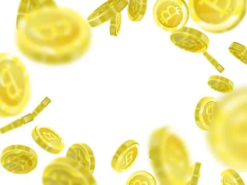 Bitcoin Vector illustration of a realistic pattern background 3d golden coins Stock Illustration