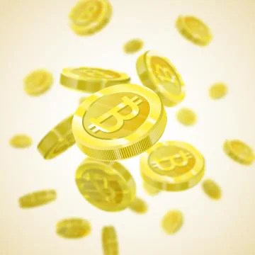 Bitcoin Vector illustration of a realistic pattern background 3d golden coins Illustrazione stock