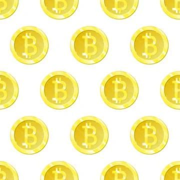 Bitcoin Vector is an isolated simple seamless pattern. Bitkoins icon symbol on a Illustrazione stock