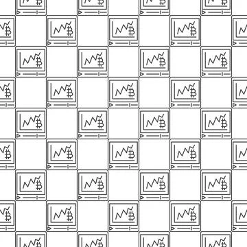Bitcoin Video vector Crypto Currency Education round seamless pattern in th.. Stock Illustration