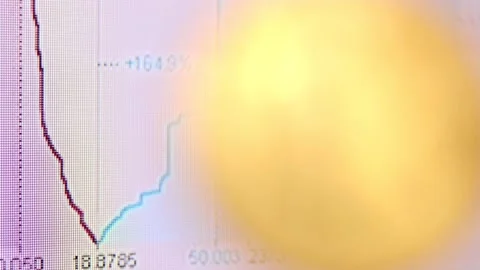 Bitcoin virtual currency in front of a screen Stock Footage 155863892