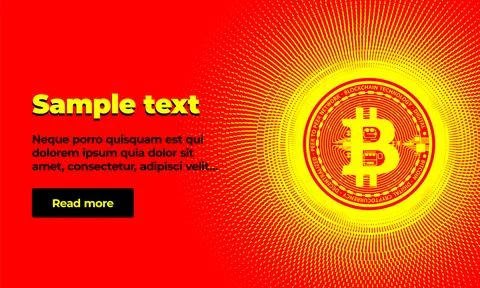 Bitcoin virtual digital crypto currency banner template. Bitcoin coin in the Stock Illustration
