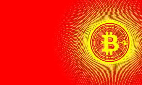 Bitcoin virtual digital crypto currency banner template. Bitcoin coin in the Stock Illustration