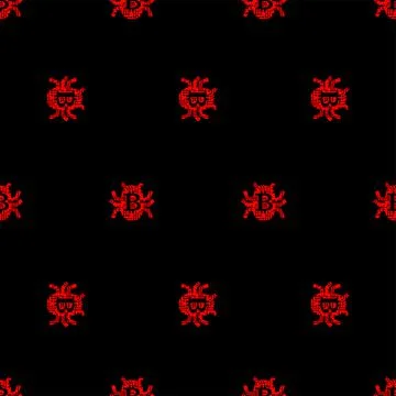 Bitcoin virus bug pattern seamless. Digital currency computer virus backgroun イラスト素材