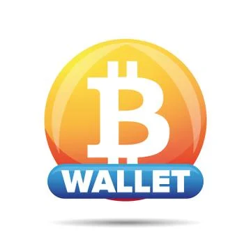 Bitcoin wallet button sign Stock Illustration