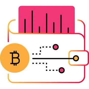 Bitcoin wallet icon block chain mining vector Illustrazione stock