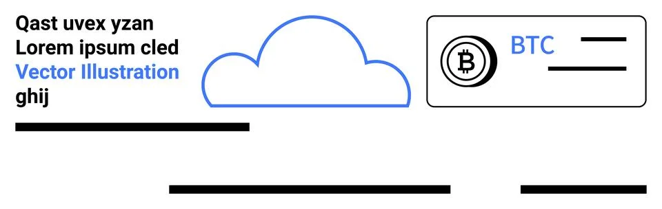 Bitcoin Wallet Interface with Cloud Storage Icon and Placeholder Text Element Stock Illustration