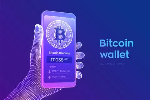 Bitcoin wallet interface on smartphone screen. Cryptocurrency payments and bl Stock Illustration