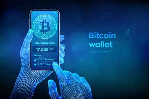 Bitcoin wallet interface on smartphone screen. Cryptocurrency payments and bl Stock Illustration