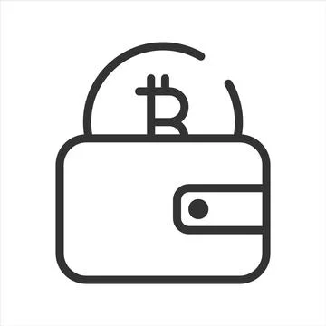 Bitcoin wallet linear icon. Digital money. Thin line illustration. E-payment. Stock Illustration