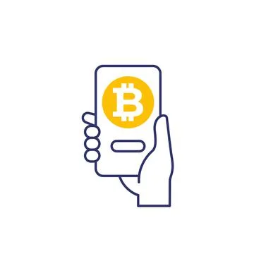 Bitcoin wallet, mobile app for crypto icon Illustrazione stock