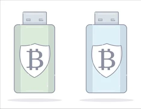 Bitcoin wallet. Usb flash drive. Cartoon style. Vector illustration. Stock Illustration