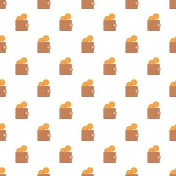 Bitcoin wallets full of cryptocurrency seamless pattern repeating Stock Illustration