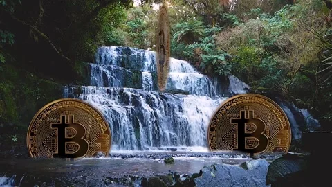 Bitcoin Waterfall Stock Footage