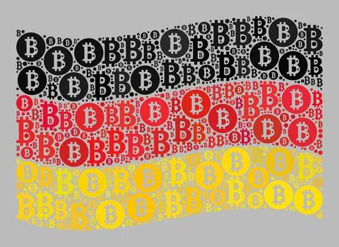 Bitcoin Waving Germany Flag - Collage of Bitcoin Currency Icons Illustrazione stock