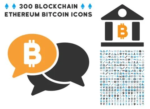 Bitcoin Webinar Messages Flat Icon with Collection Illustration