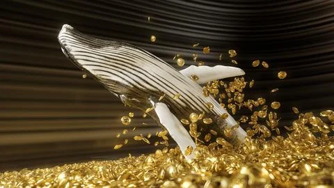 Bitcoin whale breaching BTC side Stock Photos