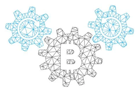 Bitcoin Wheels Rotation Vector Mesh 2D Model Illustrazione stock