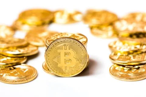 Bitcoin on white background Stock Photos