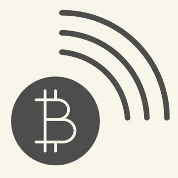 Bitcoin wifi solid icon. Bitcoin connection vector illustration isolated on Illustrazione stock