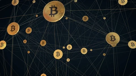 Bitcoin wired network animation 4K Video stock 93588706