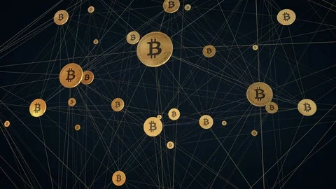 Bitcoin wired network animation 4K Stock Footage 93588921