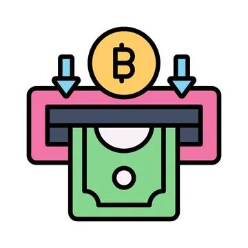 Bitcoin withdraw vector design isolated on white background Stock Illustration