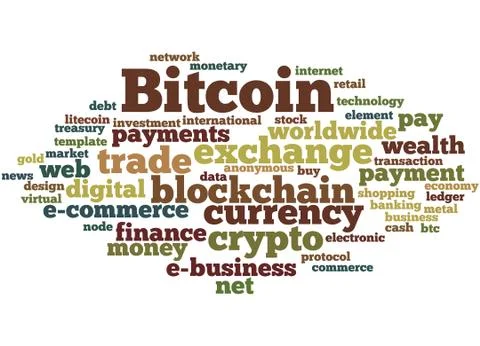 Bitcoin, word cloud concept Illustrazione stock