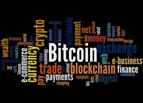 Bitcoin, word cloud concept 스톡 일러스트